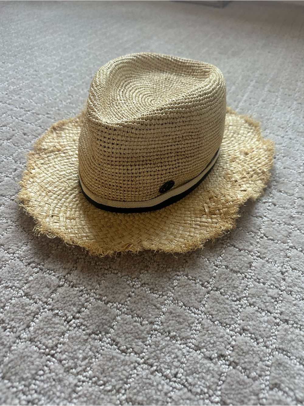 Maison Michael Natural Straw Sun Hat with navy/black Band